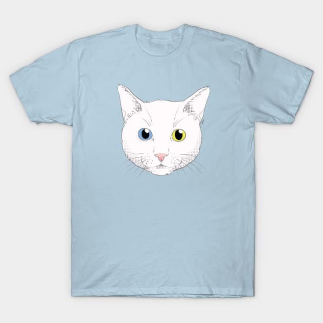 White Cat Face T-Shirt by meownarchy